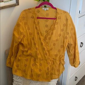 Madewell mustard wrap top